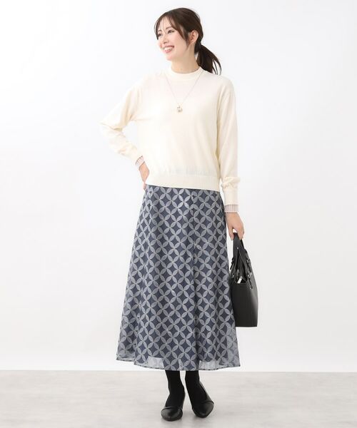 Reflect / リフレクト ロング・マキシ丈スカート | 【ウエストリボン付き】フラワー柄シアーフレアスカート | 詳細8