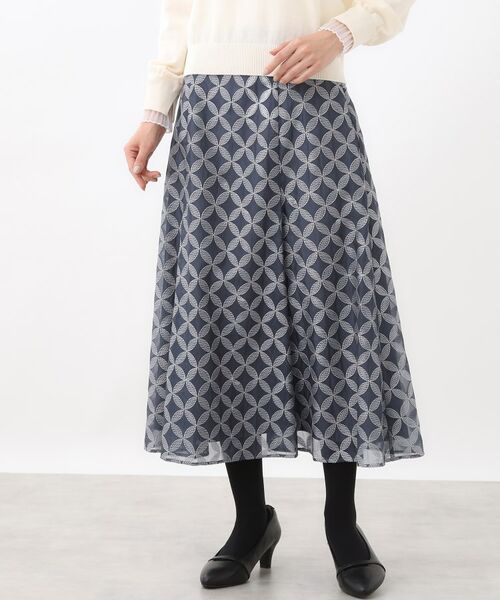 Reflect / リフレクト ロング・マキシ丈スカート | 【ウエストリボン付き】フラワー柄シアーフレアスカート | 詳細9