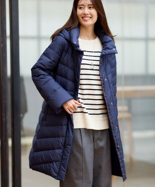 Reflect/リフレクト 【定番人気／ウエスト調整可】フーデッドロングダウンコート ネイビー(094) 05(SS)