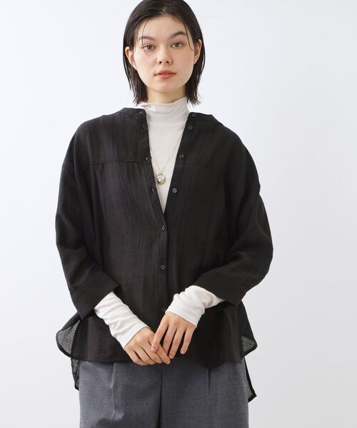 Reflect / リフレクト シャツ・ブラウス | 【重ね着でも一枚着でも◎】バンドカラーオーバーサイズシャツブラウス | 詳細1