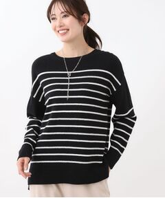 Reflect / リフレクト ニット・セーター | 【ゆったり着られる◎】ボートネックボーダーニット