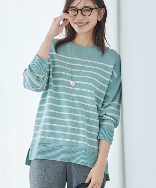 Reflect / リフレクト ニット・セーター | 【ゆったり着られる◎】ボートネックボーダーニット | 詳細1
