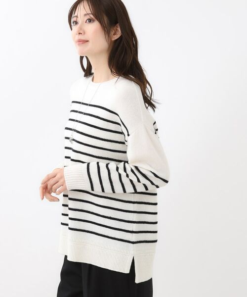 Reflect / リフレクト ニット・セーター | 【ゆったり着られる◎】ボートネックボーダーニット | 詳細10