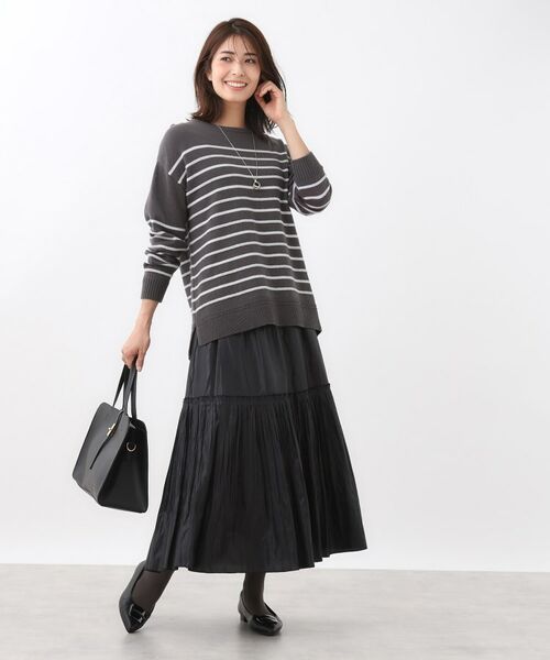 Reflect / リフレクト ニット・セーター | 【ゆったり着られる◎】ボートネックボーダーニット | 詳細15