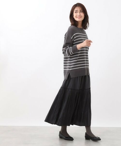 Reflect / リフレクト ニット・セーター | 【ゆったり着られる◎】ボートネックボーダーニット | 詳細16