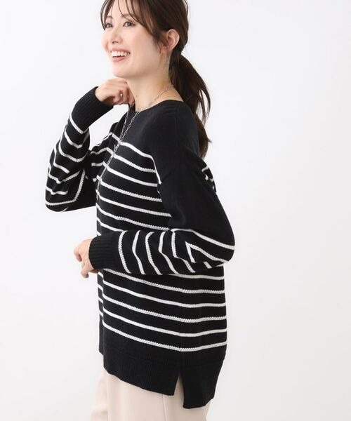 Reflect / リフレクト ニット・セーター | 【ゆったり着られる◎】ボートネックボーダーニット | 詳細19