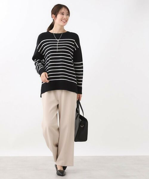 Reflect / リフレクト ニット・セーター | 【ゆったり着られる◎】ボートネックボーダーニット | 詳細20