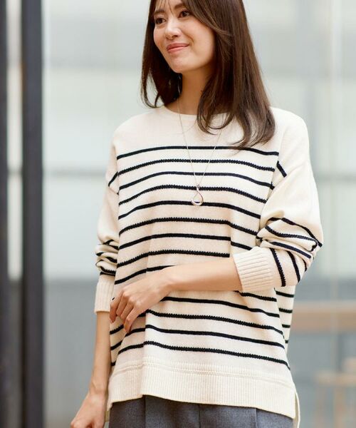Reflect / リフレクト ニット・セーター | 【ゆったり着られる◎】ボートネックボーダーニット | 詳細5