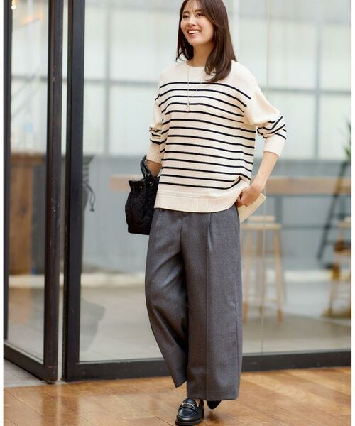 Reflect / リフレクト ニット・セーター | 【ゆったり着られる◎】ボートネックボーダーニット | 詳細7