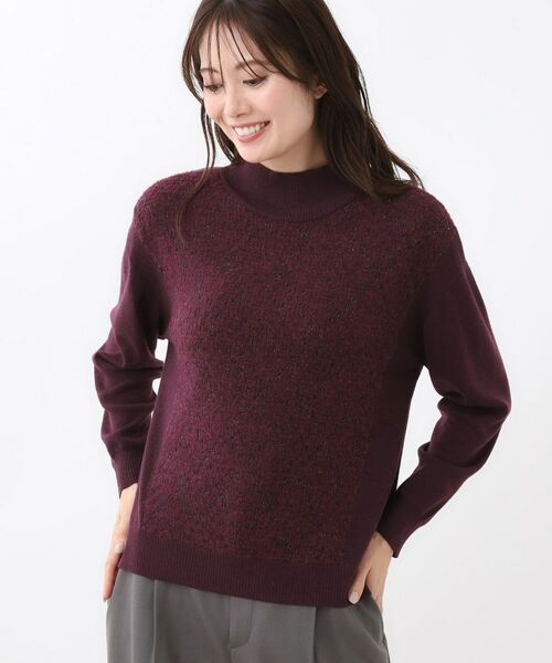 Reflect / リフレクト ニット・セーター | アーガイル柄ハイネックニット（ボルドー(464)）