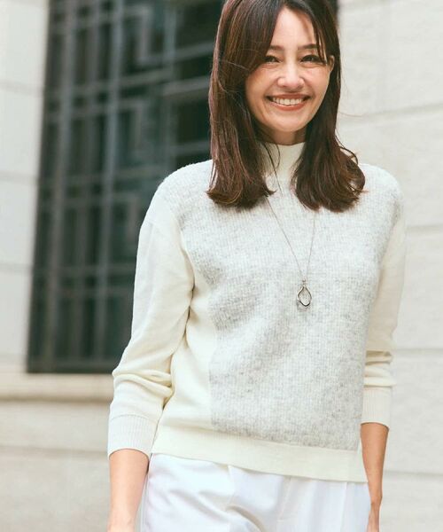 Reflect / リフレクト ニット・セーター | アーガイル柄ハイネックニット（オフホワイト(403)）