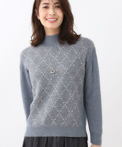 Reflect / リフレクト ニット・セーター | アーガイル柄ハイネックニット（チャコールグレー(413)）