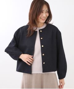 Reflect / リフレクト ノーカラージャケット | 【着映え◎／アームホールゆったり】グレンチェックジャコット