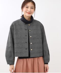 Reflect / リフレクト ノーカラージャケット | 【着映え◎／アームホールゆったり】グレンチェックジャコット