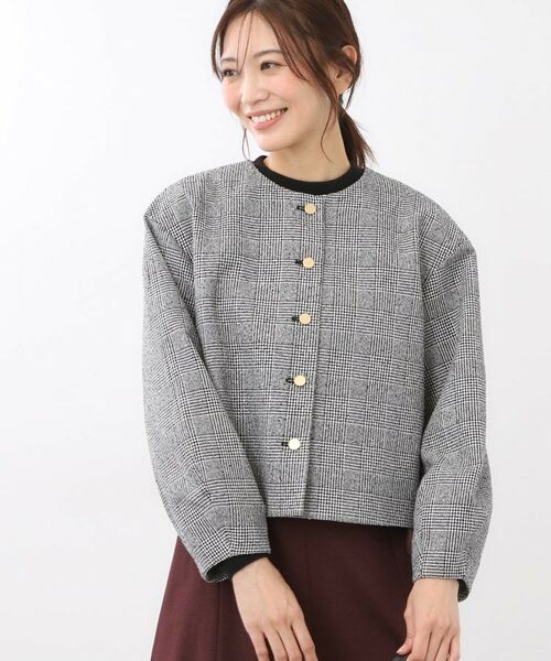 Reflect / リフレクト ノーカラージャケット | 【着映え◎／アームホールゆったり】グレンチェックジャコット | 詳細10
