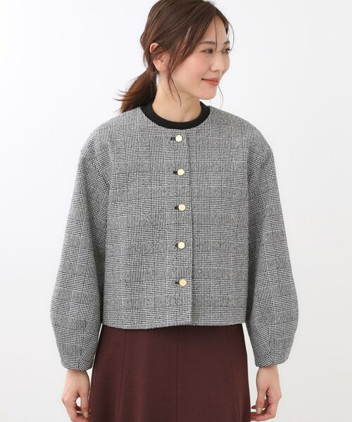 Reflect / リフレクト ノーカラージャケット | 【着映え◎／アームホールゆったり】グレンチェックジャコット | 詳細15