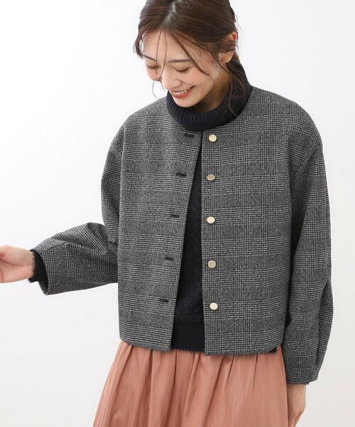 Reflect / リフレクト ノーカラージャケット | 【着映え◎／アームホールゆったり】グレンチェックジャコット | 詳細6
