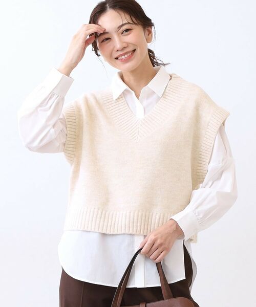 Reflect / リフレクト その他トップス | 【単品使い◎】ニットベスト+シャツセット(アイボリー(004))