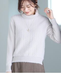 【ほんのりラメ感◎】ふわふわフェザーヤーンハイネックニット