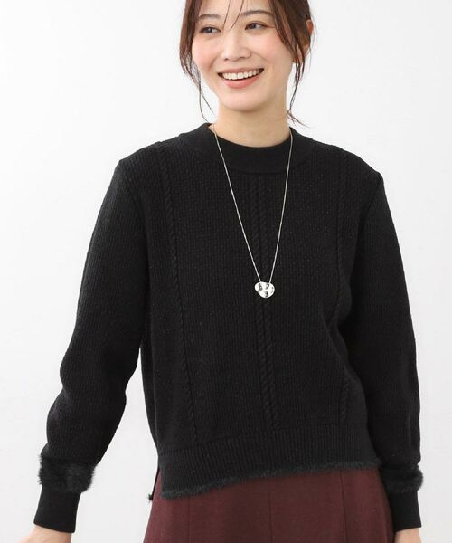 Reflect / リフレクト ニット・セーター | 【ほんのりラメ感◎】ケーブル柄ニット(ブラック(019))
