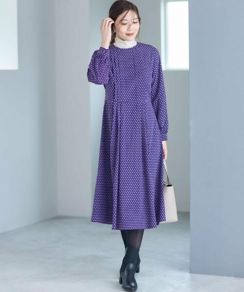Reflect / リフレクト ロング・マキシ丈ワンピース | 【通勤にもお出かけにも◎】ジオメプリントクラシカルワンピース | 詳細1