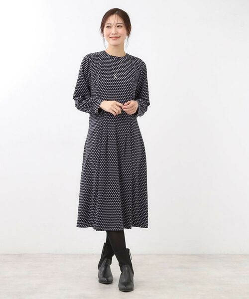 Reflect / リフレクト ロング・マキシ丈ワンピース | 【通勤にもお出かけにも◎】ジオメプリントクラシカルワンピース | 詳細12