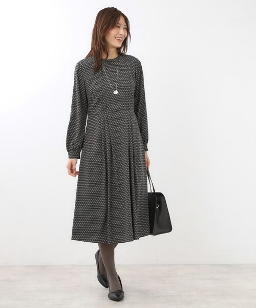 Reflect / リフレクト ロング・マキシ丈ワンピース | 【通勤にもお出かけにも◎】ジオメプリントクラシカルワンピース | 詳細16
