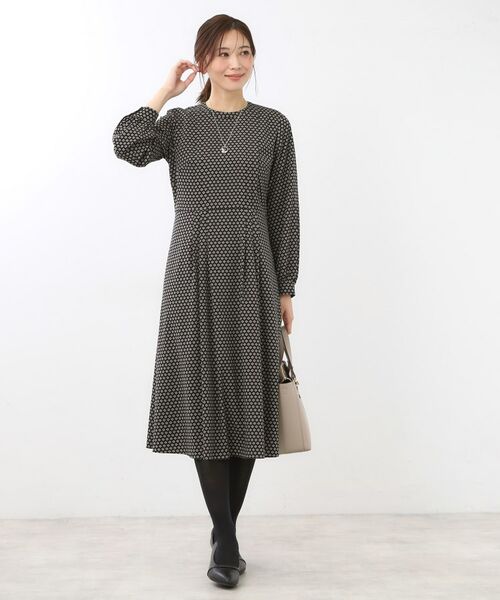 Reflect / リフレクト ロング・マキシ丈ワンピース | 【通勤にもお出かけにも◎】ジオメプリントクラシカルワンピース | 詳細19