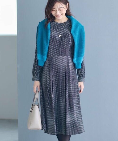 Reflect / リフレクト ロング・マキシ丈ワンピース | 【通勤にもお出かけにも◎】ジオメプリントクラシカルワンピース | 詳細4