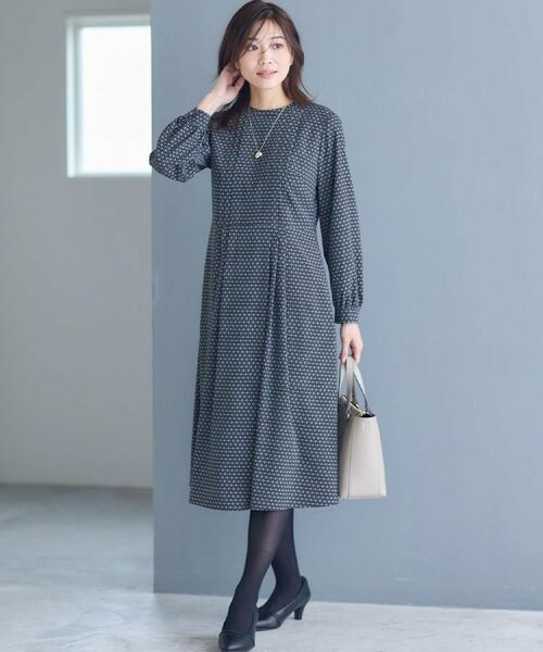 Reflect / リフレクト ロング・マキシ丈ワンピース | 【通勤にもお出かけにも◎】ジオメプリントクラシカルワンピース | 詳細5