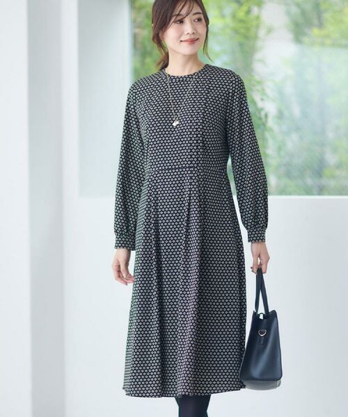 Reflect / リフレクト ロング・マキシ丈ワンピース | 【通勤にもお出かけにも◎】ジオメプリントクラシカルワンピース | 詳細7