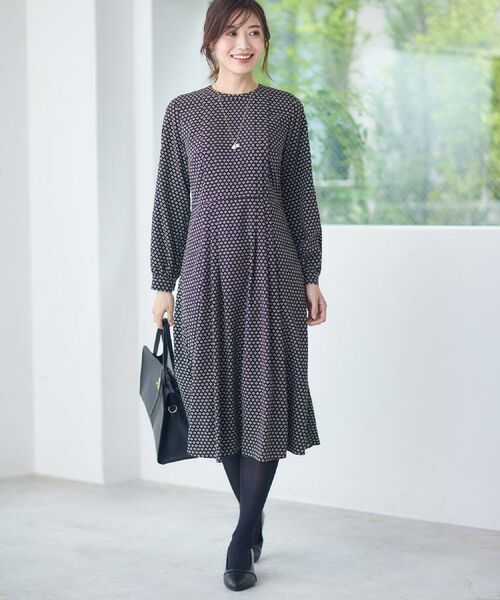 Reflect / リフレクト ロング・マキシ丈ワンピース | 【通勤にもお出かけにも◎】ジオメプリントクラシカルワンピース | 詳細8