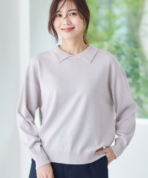 Reflect / リフレクト ニット・セーター | 【着映え◎】衿つきニットトップス（ライトグレー(010)）