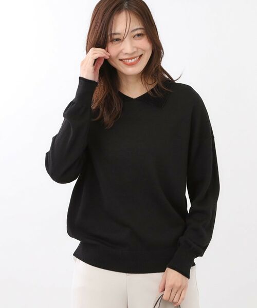 Reflect / リフレクト ニット・セーター | 【着映え◎】衿つきニットトップス（ブラック(019)）
