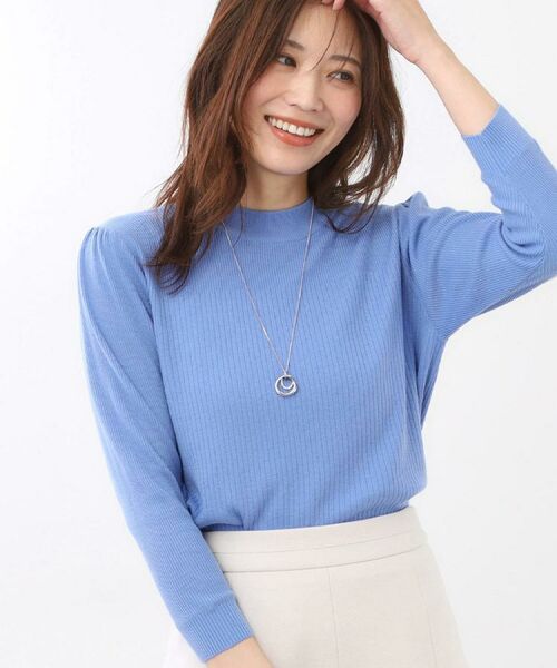 Reflect / リフレクト ニット・セーター | 【選べる5色／アンサンブル可】プチハイネックリブニット（サックスブルー(090)）