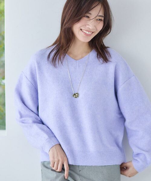 Reflect / リフレクト ニット・セーター | 【選べる5色／ゆったりシルエット】Vネックスパンコールニット | 詳細7