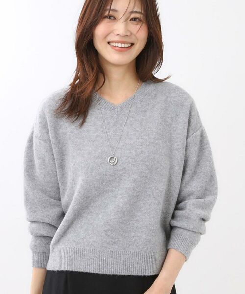 Reflect / リフレクト ニット・セーター | 【選べる5色／ゆったりシルエット】Vネックスパンコールニット（グレー(012)）