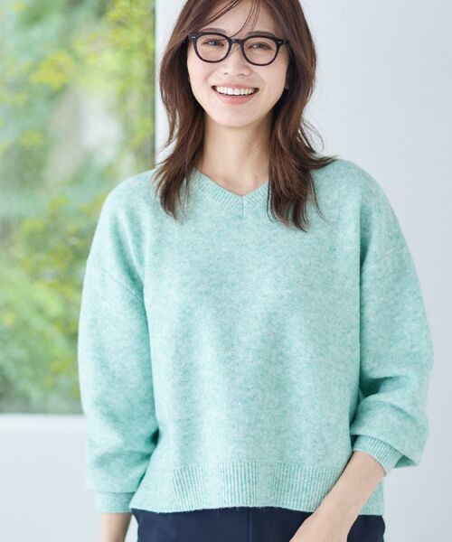 Reflect / リフレクト ニット・セーター | 【選べる5色／ゆったりシルエット】Vネックスパンコールニット（ミントグリーン(021)）