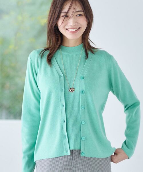 Reflect / リフレクト カーディガン・ボレロ | 【選べる5色／アンサンブル可】Vネックカーディガン（ミントグリーン(021)）