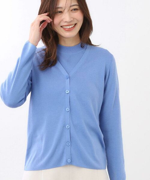 Reflect / リフレクト カーディガン・ボレロ | 【選べる5色／アンサンブル可】Vネックカーディガン（サックスブルー(090)）