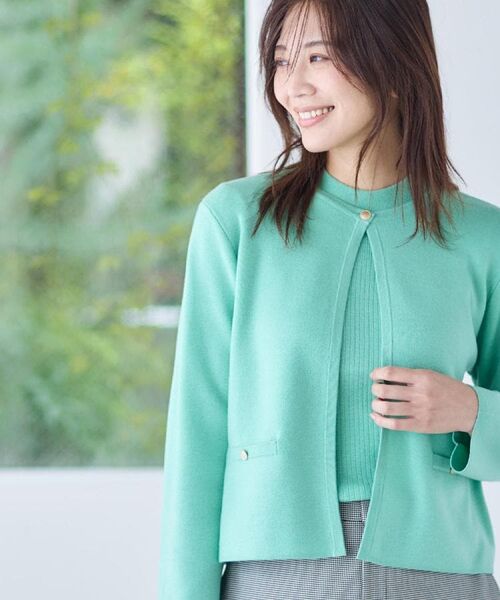 Reflect / リフレクト カーディガン・ボレロ | 【選べる5色／アンサンブル可】クルーネックカーディガン（ミントグリーン(021)）