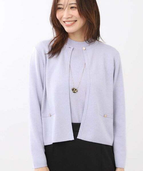 Reflect / リフレクト カーディガン・ボレロ | 【選べる5色／アンサンブル可】クルーネックカーディガン（ラベンダー(080)）