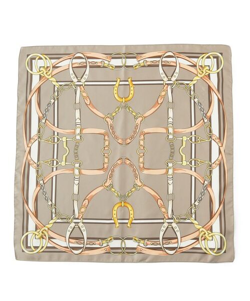 Reflect / リフレクト マフラー・ショール・スヌード・ストール | チェーンデザインスクエアスカーフ（ブラウン(243)）