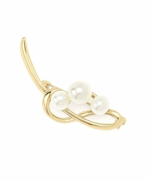 Reflect / リフレクト ブローチ・コサージュ | 【フォーマル／入卒】パール調×リーフデザインブローチ（ゴールド(007)）