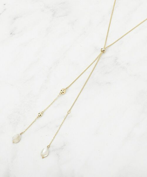 Reflect / リフレクト ネックレス・ペンダント・チョーカー | 【長さ調節可】天然シェル×ラリエットデザインネックレス（ゴールド(007)）