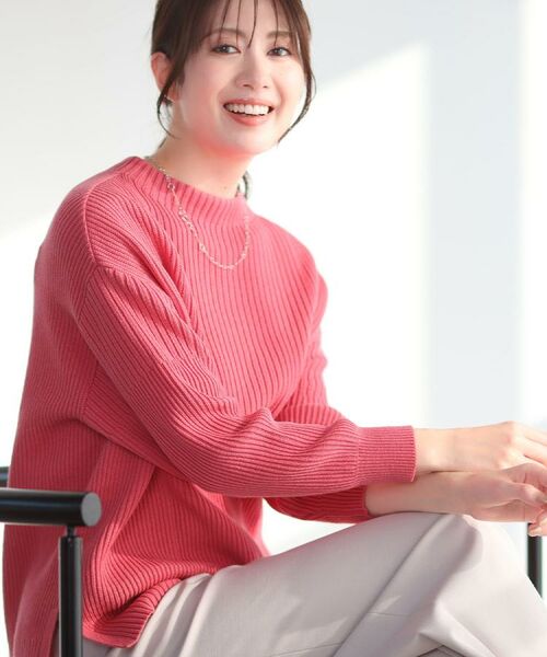 Reflect / リフレクト ニット・セーター | 【腰回りカバー/長め丈】モックネックニットプルオーバー(ピンク(072))