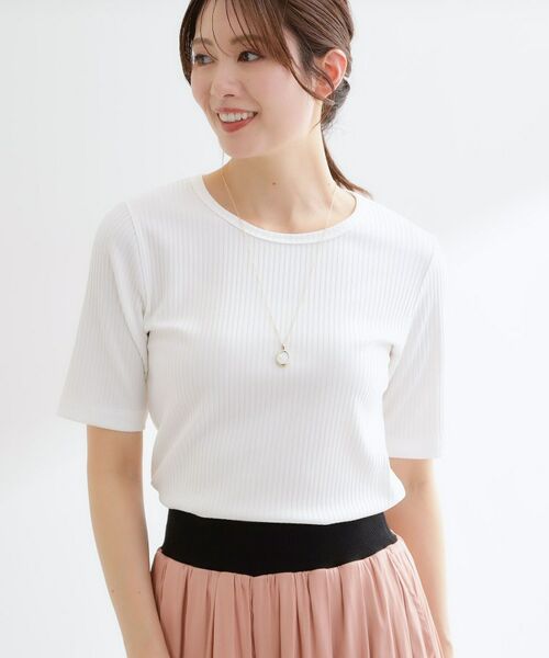 Reflect / リフレクト カットソー | 【インナーにおすすめ◎】クルーネックストレッチリブトップス（オフホワイト(003)）
