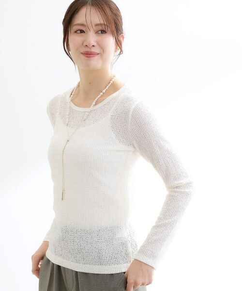 Reflect / リフレクト カットソー | 【インナーにおすすめ◎】クルーネックレースジャージトップス(アイボリー(004))