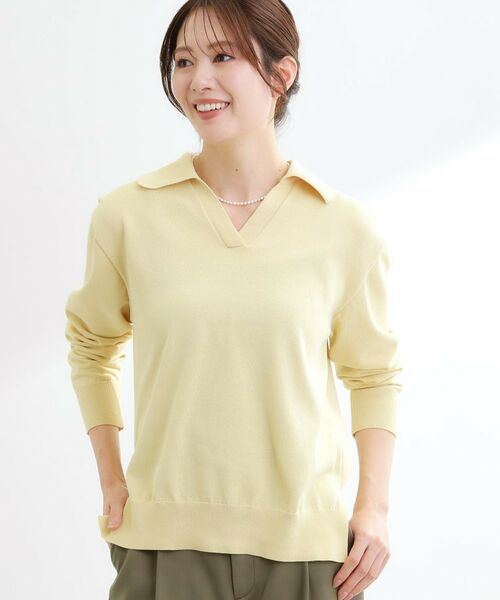 Reflect / リフレクト ニット・セーター | スキッパーネックニットプルオーバー（ライトイエロー(030)）