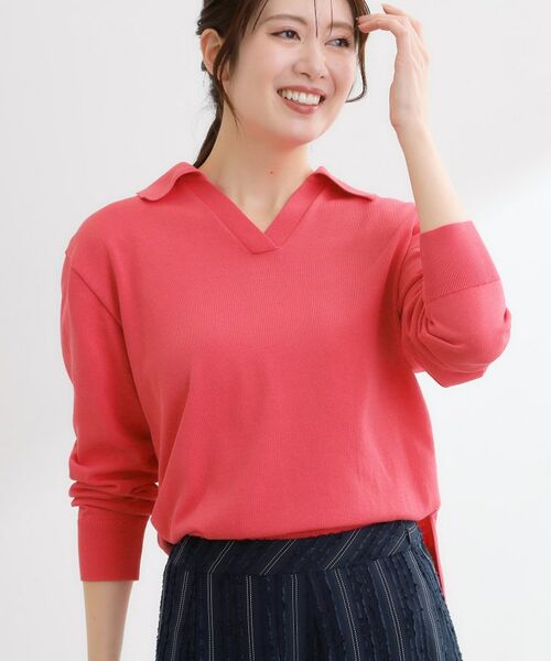 Reflect / リフレクト ニット・セーター | スキッパーネックニットプルオーバー（ピンク(073)）